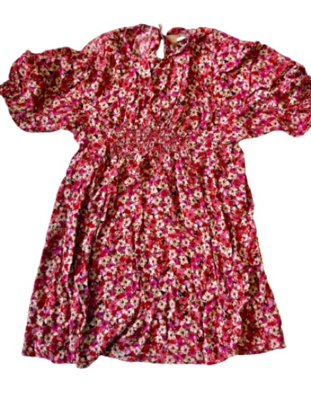 Zara Pink Floral Casual Kids Dress Size 9 Button Neckline